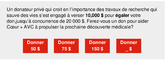 1:1 Versement de l’équivalent des dons