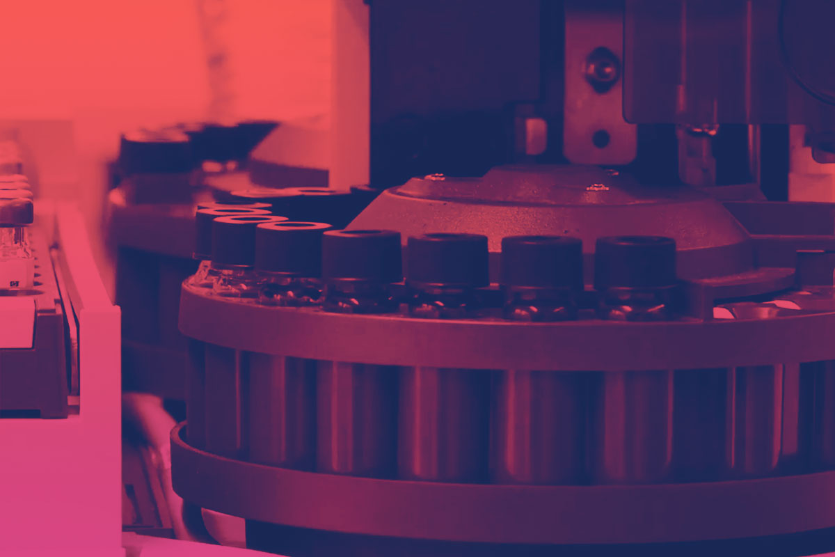 medical vials inside a machine 