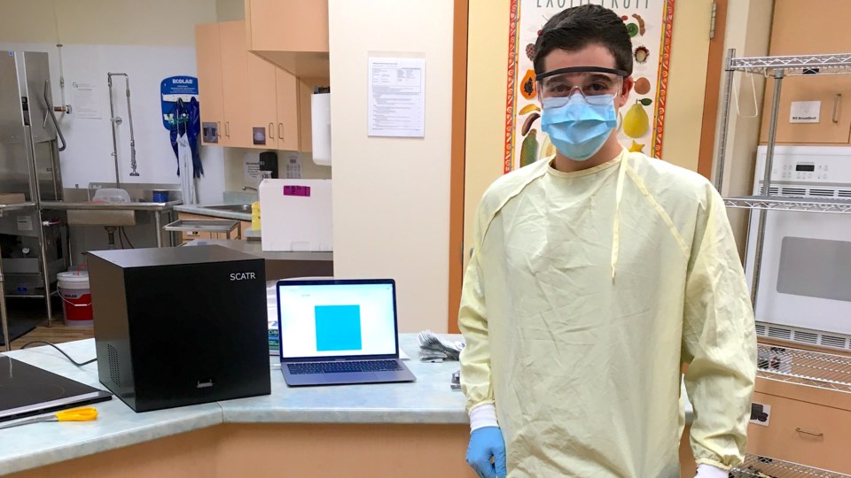 The Scatr Series One, a small black box, is a drug checking device produced by Scatr Inc., in partnership with a team of Western University researchers 