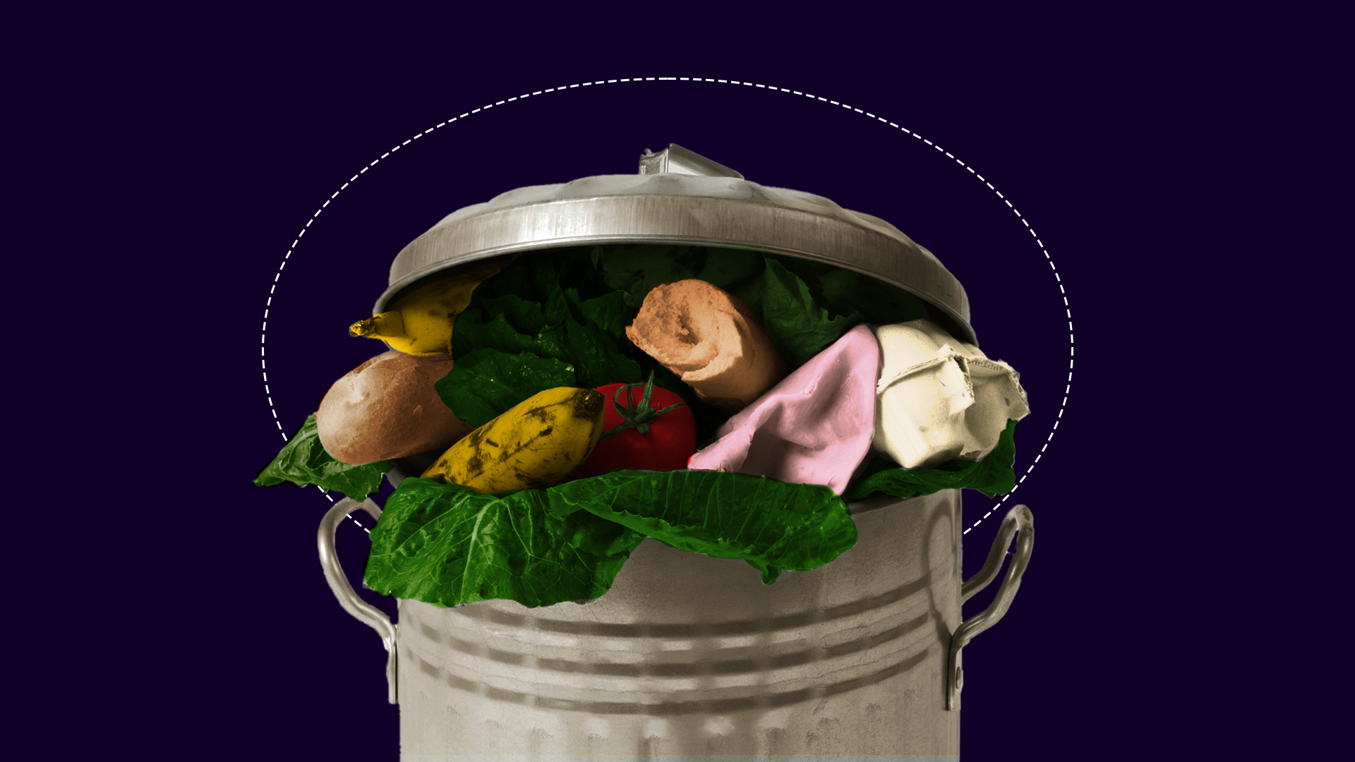 morceaux de déchets alimentaires à l'intérieur de la poubelle 