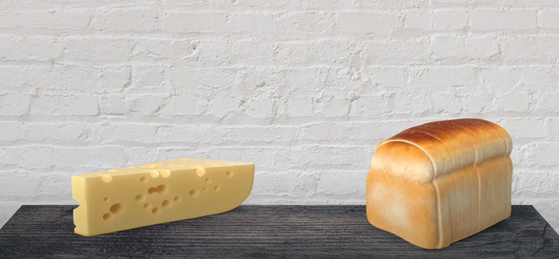 Cheese and bread on a table 