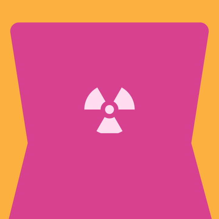 Cartoon illustration of a nuclear reactor. 