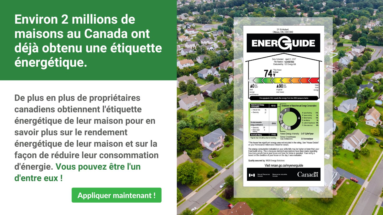 Photo of a city cuburn with energuide label enlarged over top