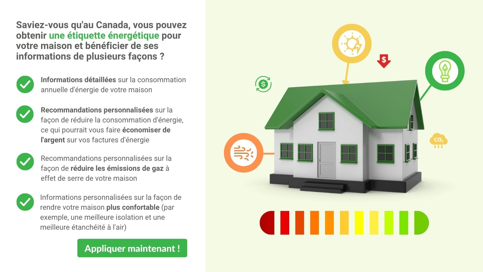 Graphic od 3d house with various energy efficiency icons