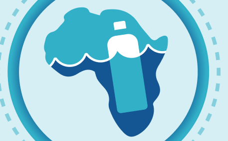  African continent with a plastic water bottle  