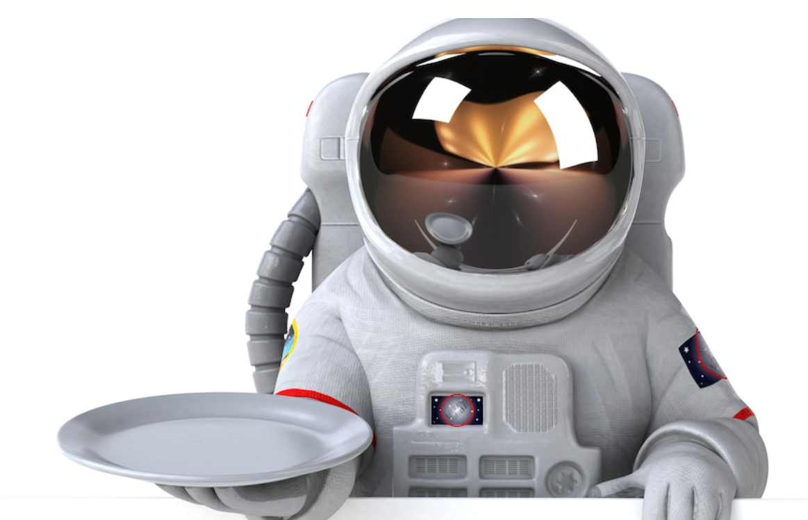 Astronaut with serving plate 