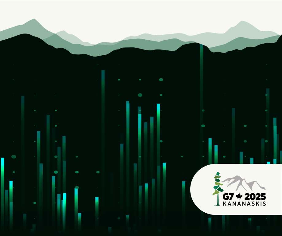 mountains with green data strips. 