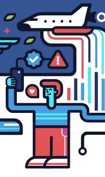 cartoon of a space shuttle above a person holding a smartphone 