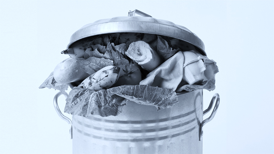 Garbage can with garbage inside 