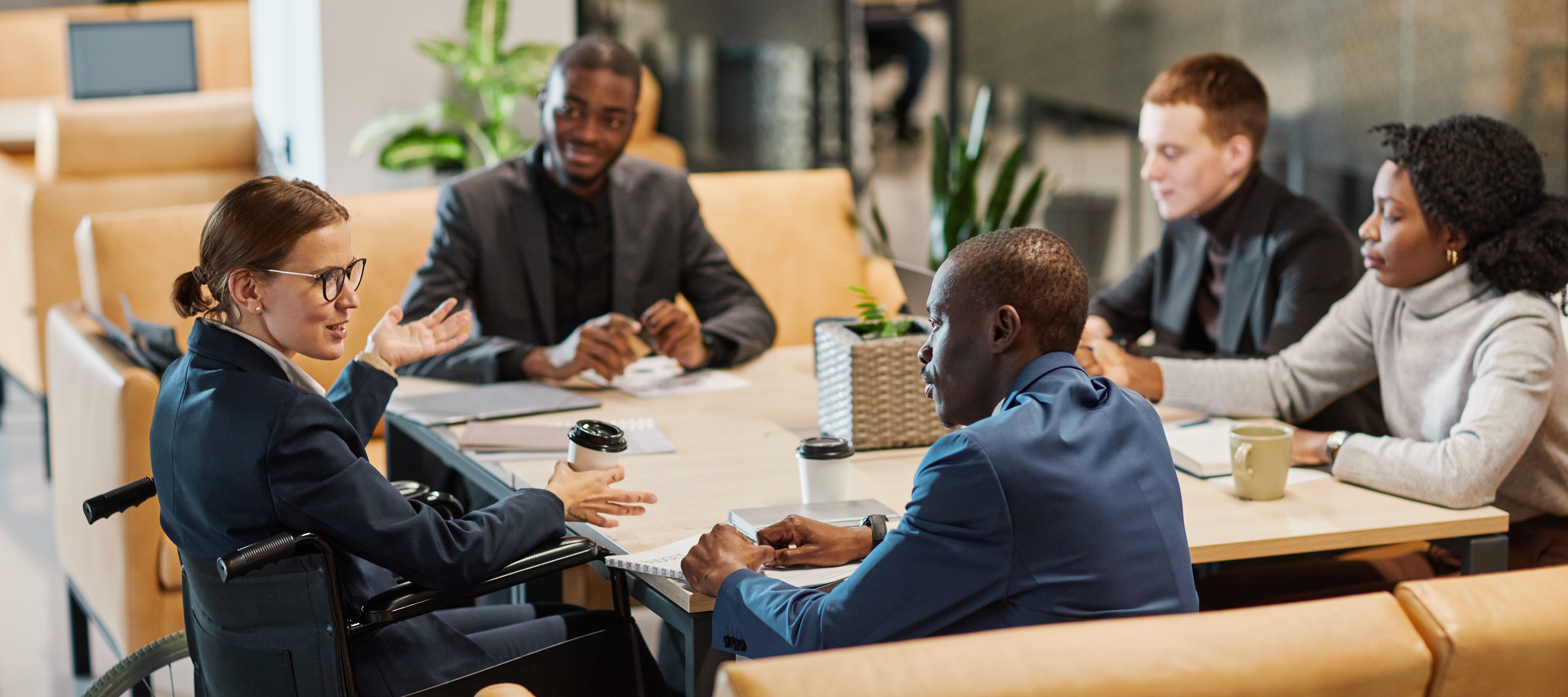 Diverse folks working together