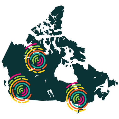 icon of map of Canada with circular patterns