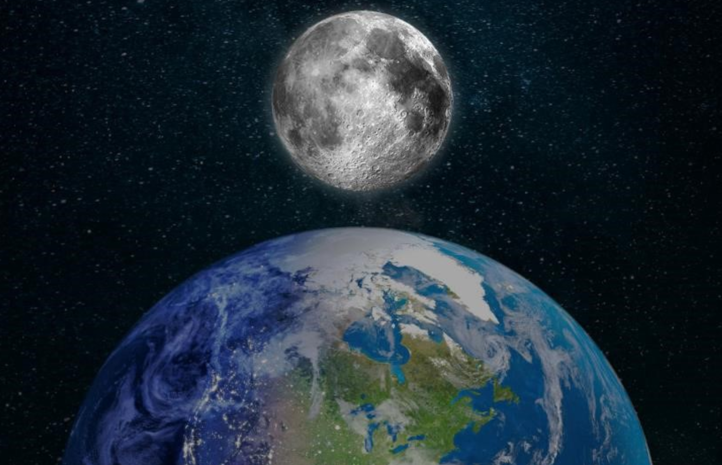 Moon and Earth in space 