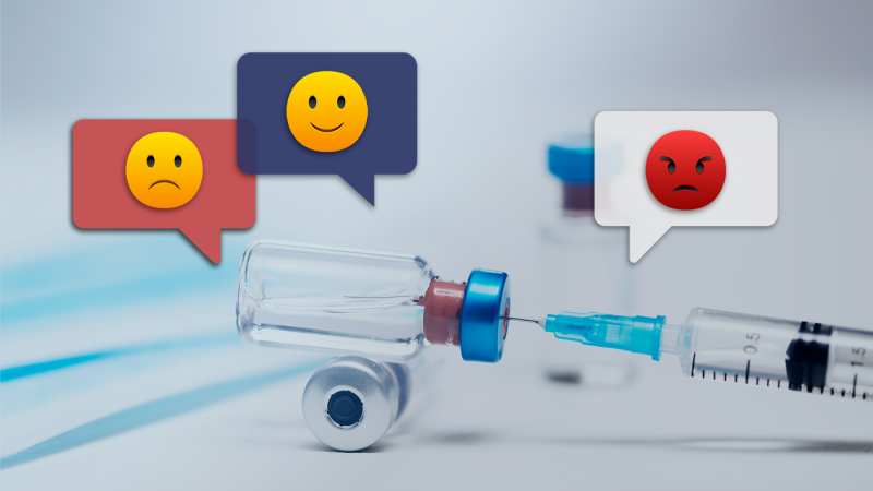 Emojis exprimant différentes émotions à propos des vaccins