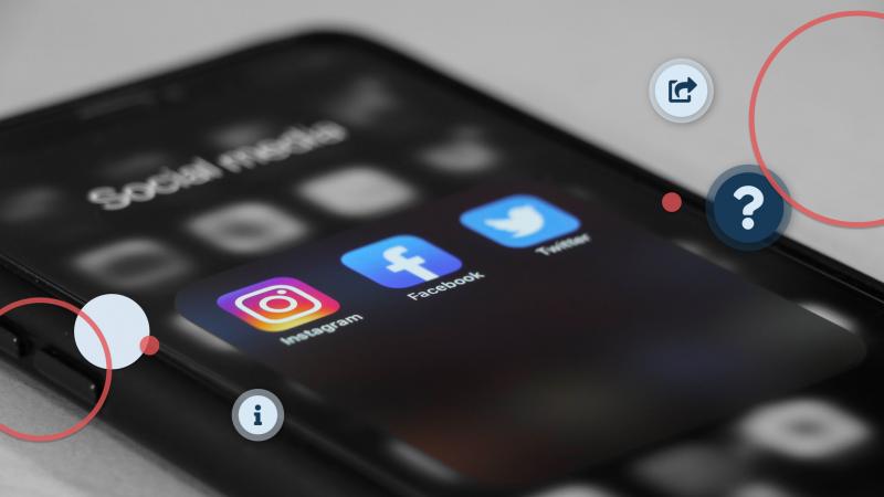 smartphone with icons for social media