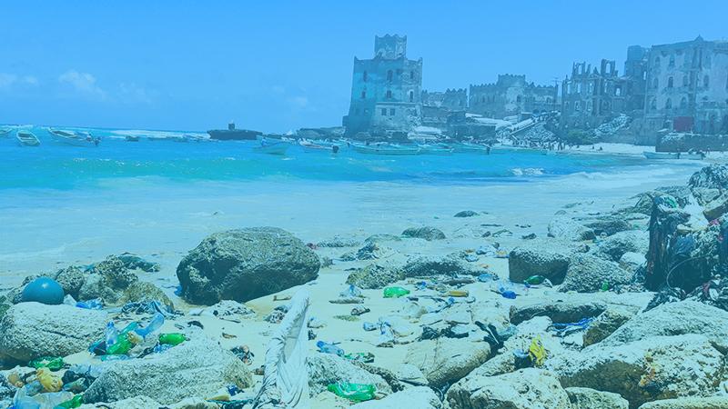 trash on the beach of Mogadishu