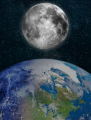 La lune et la terre dans l'espace